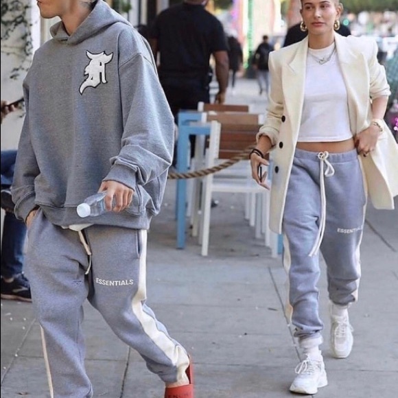 Fear of God Pants - Fear of god essentials side stripe grey sweatpants